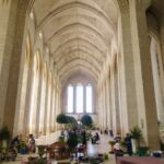 Cathedral nave being prepared for flower festival