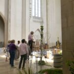 Preparing one of the displays in the Chancel