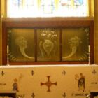 The Lawrence Whistler glass reredos in the Lady Chapel (MS)