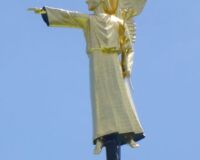 Detail of weathervane on  top of the tower - taken from the ground!