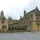The nearby Almshouses date from the 15th century, restored and extended in the 19th Century (MS)