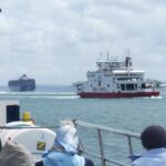 Passing a Red Funnel ferry off Fawley